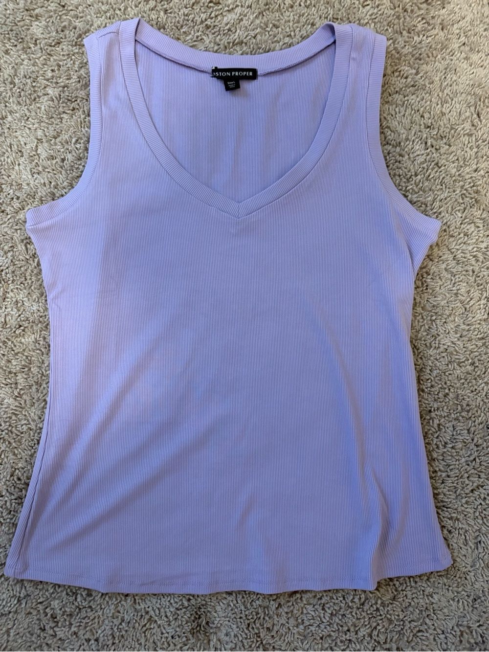 Boston Proper Lavender V-Neck Ribbed Tank Top